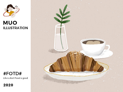 FOOD OF THE DAY - BRUNCH ILLUSTRATION coffee croissant drawing food illustration ipad procreate