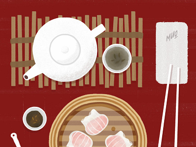 The daily meal-Dumplings chinese food drawing dumpling dumplings food illustration tea