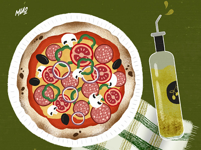 The daily meal-Pizza drawing food illustration pizza