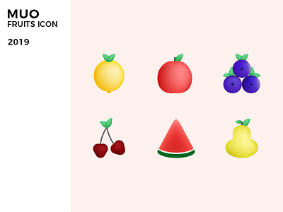 Fruits Icon apple blueberry cherry fruit logo fruits icon lemon pear watermelon