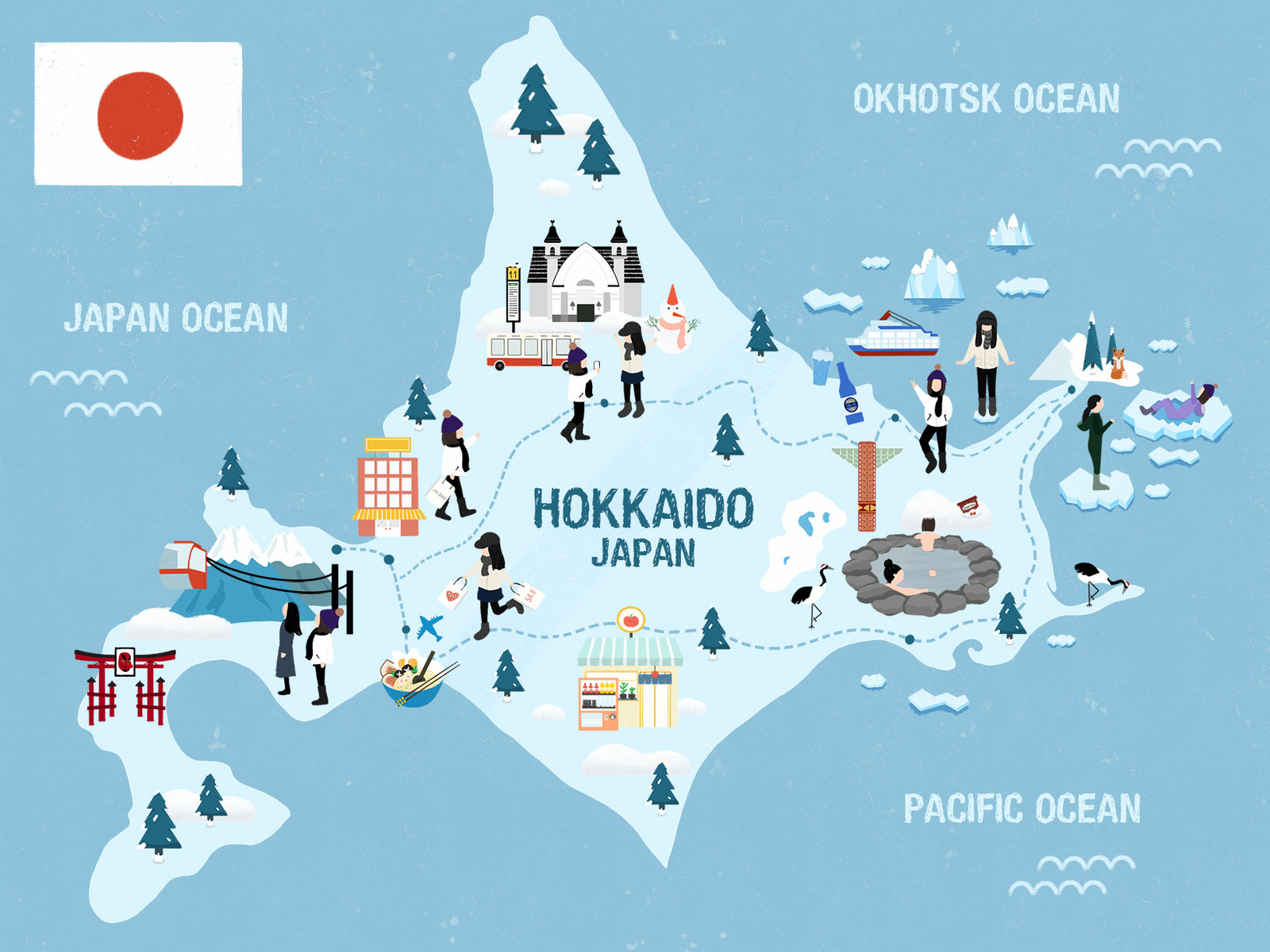 Hokkaido map illustration by Muo on Dribbble