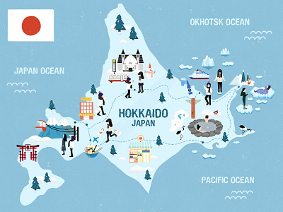 Hokkaido map illustration drawing hokkaido illustration japan map