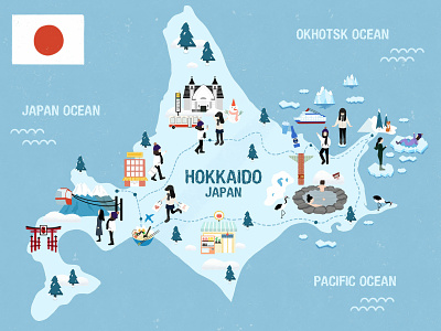 Hokkaido map illustration