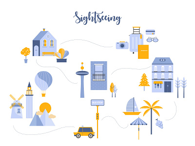 Sightseeing flat illustraion sightseeing travel