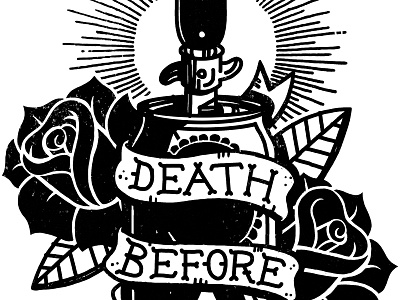 Death Before Sobriety beer flash flowers knife pbr punk roses screen print shotgun silkscreen tattoo