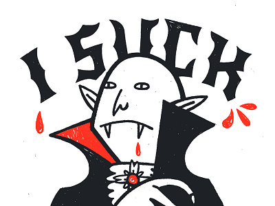 I SUCK halloween poster print screen print silkscreen vampire