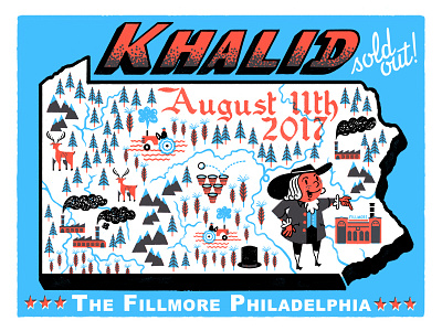 Khalid Poster concert poster design gig poster hip hop khalid map pennsylvania postcard poster rb soul vintage