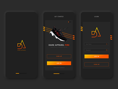 Dark Apparel apparel dark app dark ui mobile app design mobile ui online shopping shopping app soft ui sports shoes sportswear