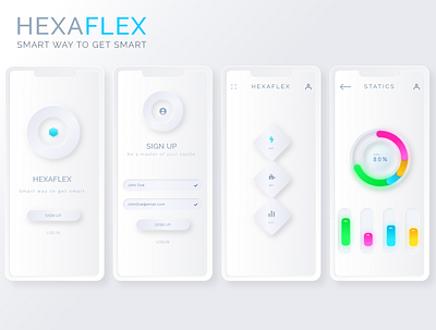 HEXAFLEX fitness app mobile app design mobile ui soft ui