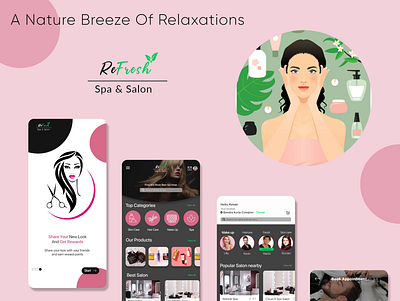 Spa & Salon - Refresh ( Mobile App) beauty product beauty salon grooming salon salon app salon logo salon near me spa