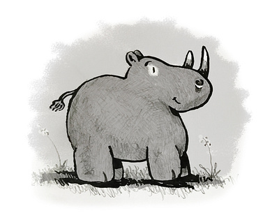 Inktober2020 day three "Bulky cartoon character illustraion inktober2020 rhino