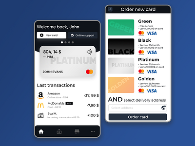 Mobile bank app design 16:9 app banking dark design mobile app ui