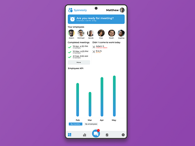 Sysnessly - Mobile meetings control app design meetings meetup mobile task ui