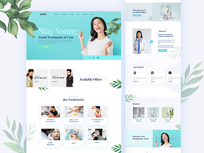 Beauty Clinic Website Design beauty beauty clinic beauty product beauty salon beauty treatment clean cloths facial clinic landing page minimal nomo simple soft colors treatment uidesign webdesign website interface design