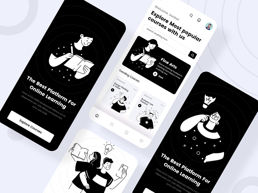 Minimal Online Learning App Ui By Sanket Pal For Indianpix On Dribbble