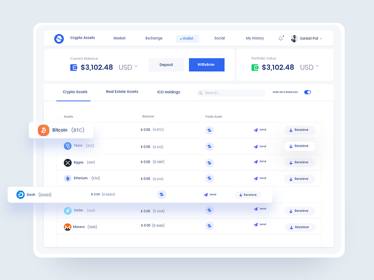 Crypto Wallet Ui Design by Sanket Pal for indianpix on Dribbble