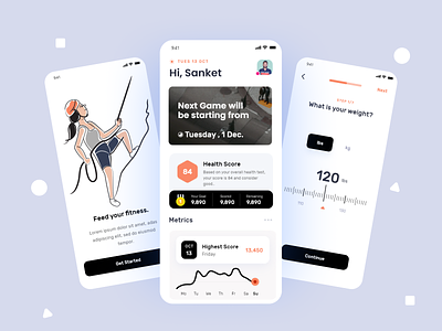 Health & Fitness App Ui clean app ui fitness fitness app health health analysis health app health app ui health care app health mobile app healthcare illustrations indianpix minimal minimal app ui minimal illustrations mobile ui outline illustrations sanket pal top indian design studio