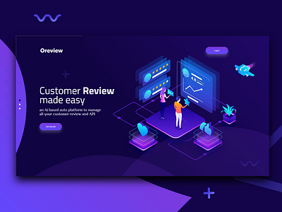 Customer Review Landing page Exploration clean ui dark theme dark ui header exploration header illustration illustration indianpix isometric art landing page landing page design ui design uiux web design