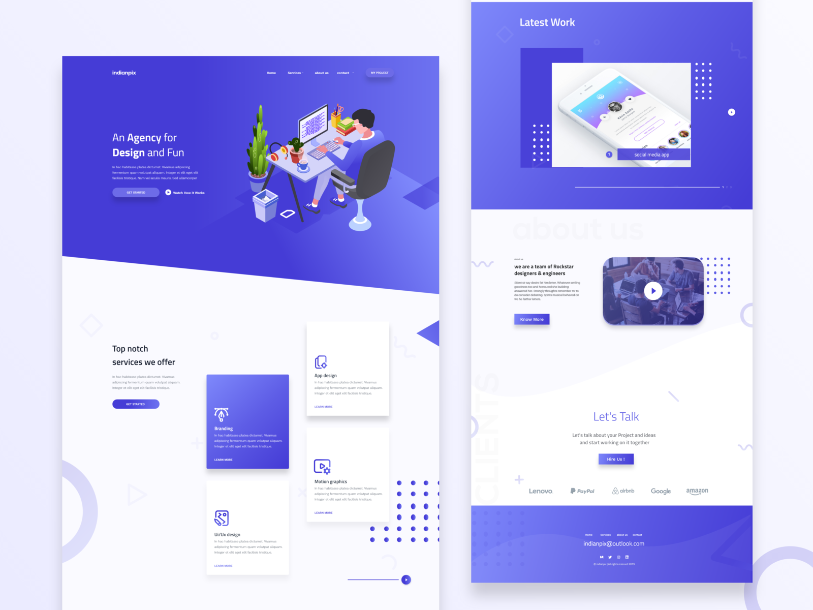 design agency website concept by Sanket Pal for indianpix on Dribbble