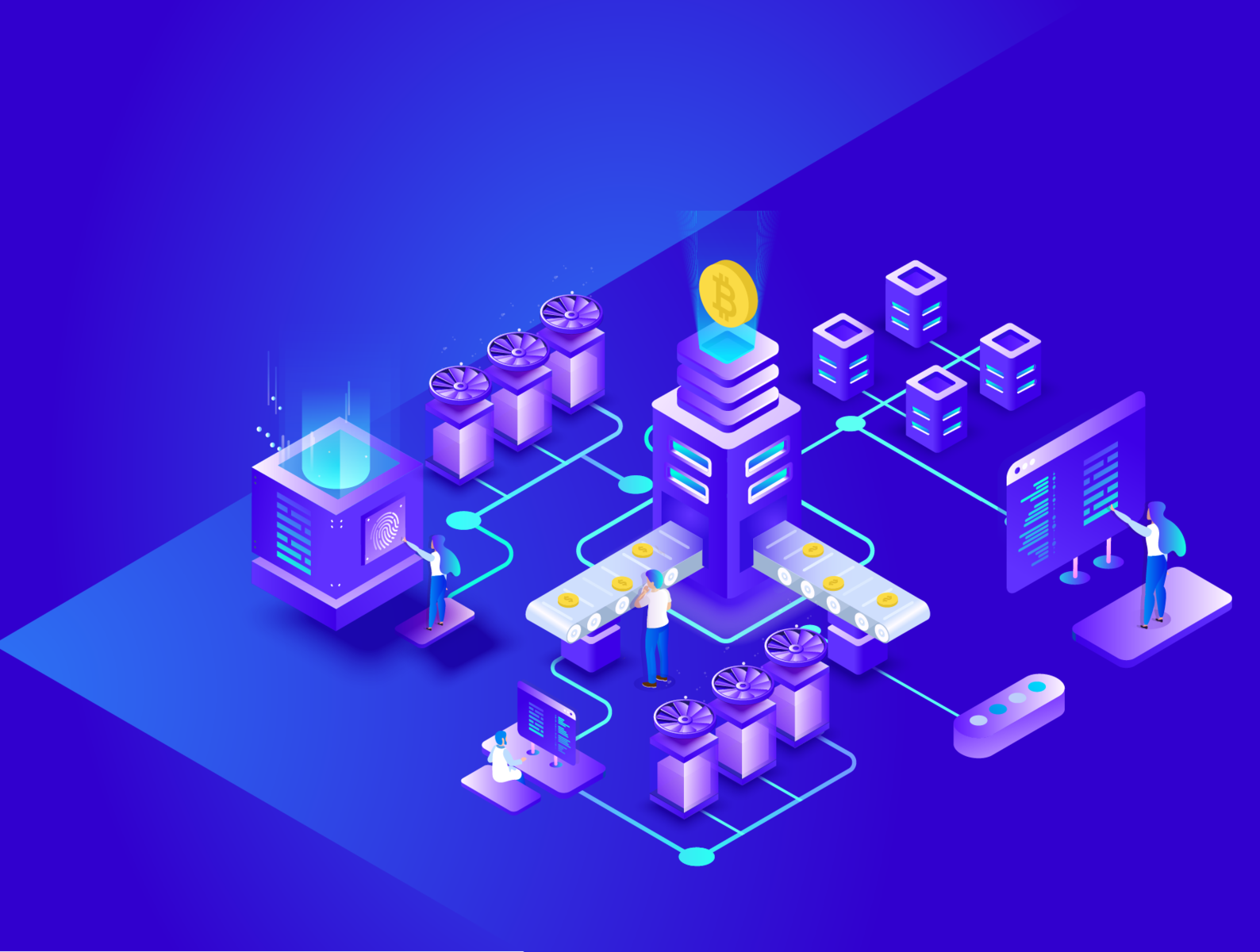 Bitcoin Mining Isometric Illustration By Sanket Pal For Indianpix On 