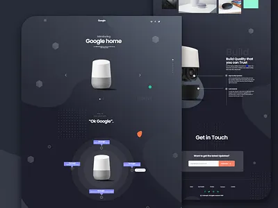 Google Home Product Landing Page concept australian agency australian studio clean dark theme dark ui design google assistant google design google home google mini indianpix landing page modern product page studio express team ui ux uidesign webdesign wordpress theme