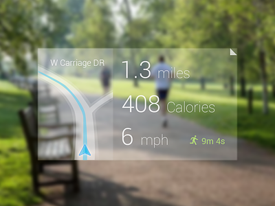 Google Glass - Running App (WIP) app concept concept ui fitness fitness app glass google google glass map running running app simple wip