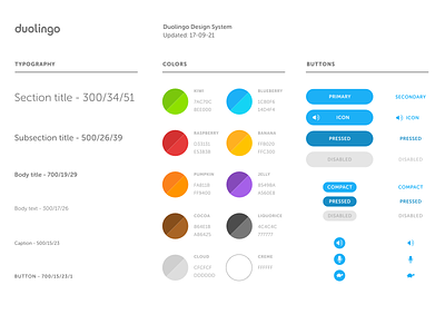 Duolingo Design System Elements brand branding color design duolingo elements guidelines icons palette styleguide system ui