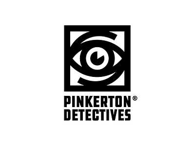 Pinkerton Detective Agency Logo brand brand identity branding eye eyes geometric icon identity infinite eye logo minimal pinkerton detectives pinkertons rdr2 red dead redemption simple thick lines wild west