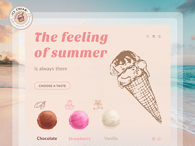 The feeling of summer banner design ice cream shot summer web website website design