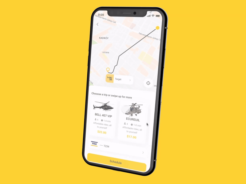 Uber Copter Concept animation app book button concept design figma flight fly mobile mockup modern motion motion design uber ui ux