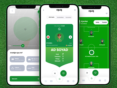 Tinder for football players branding design figma football green matching modern tinder ui ux