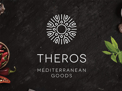 Theros logo bio brand id branding food logo mediterranean nature sun theros