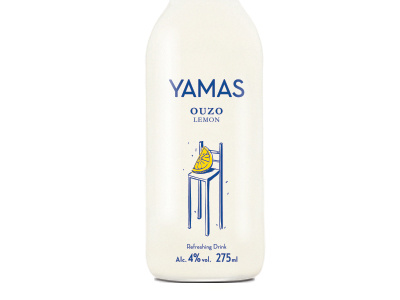Yamas packaging alcohol beverage chair fruits greek lemon ouzo packaging rtd summer traditional yamas