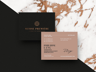 Suisse Premiere brand id business cards design diamond geometry logo luxury magazine premium swiss timeless