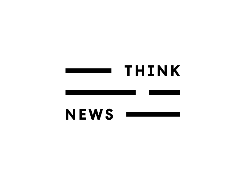 Think News Logo black branding greek journalism kommigraphics logo news portal think white