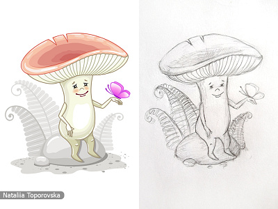 Cartoon character design. Mushroom Russula cartoon character cartoon illustration character design mushroom simple vector illustration