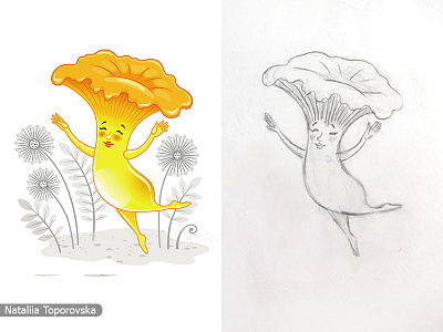 Cartoon character design. Mushroom Chanterelle