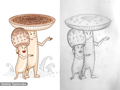 Cartoon character design. A couple of mushrooms cartoon cartoon character character character design illustration mushroom simple vector