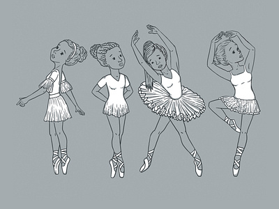 Ballerinas. Cartoon style. Characters