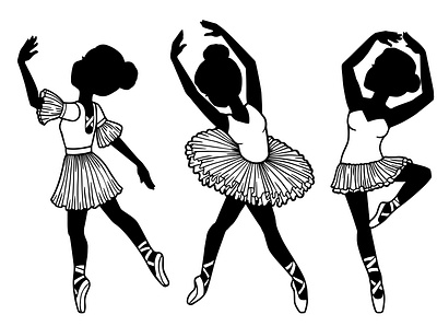 Ballet dancer black silhouette black and white black white cartoon cartoon character cartoon illustration dancer illustration logo silhouette simple vector woman logo