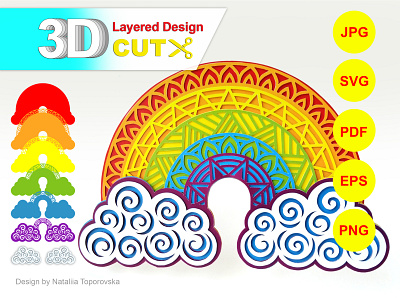 Bright Rainbow 3d design creative cricut cut layered decor paper design rainbow