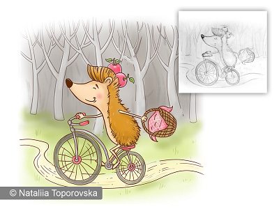 Hedgehog character design. Illustration for ABC Book