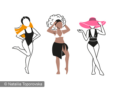 Women's beach vacation character design fashion girl power graphic design illustration logo vector womans day women