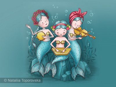 Ukrainian mermaid: Trinity Music - a folk instrumental ensemble cartoon cartoon character character design illustration mermaid ukraine vector