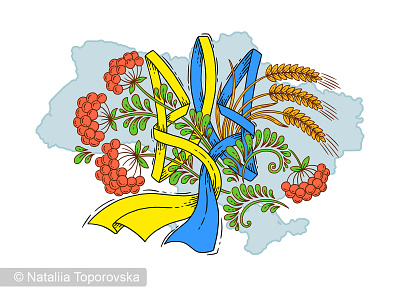 Symbols of Ukraine illustration logo ukraine vector wheat