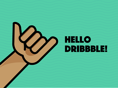Hello Dribbble! debut dribble hand shaka sign surfer