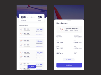 Flight booking UI Concept