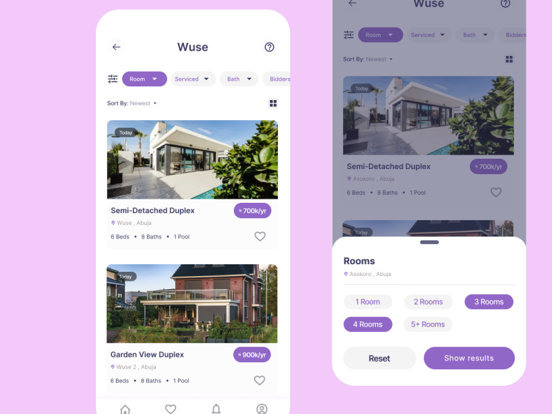 Real estate mobile appFilter UI by Ijeoma Emeruwa on Dribbble
