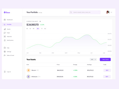 Crypto Portfolio - Light UI