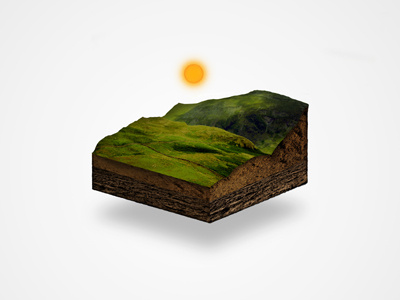 3D Hill earth green hill infographic sun